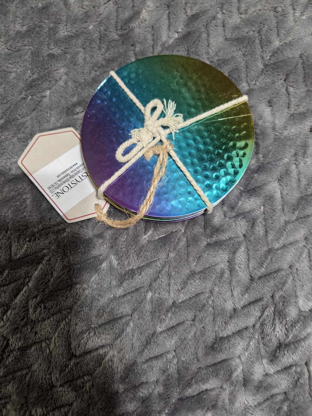 Thirstystone Iridescent Teal Blue Green Purple Hammered Coasters